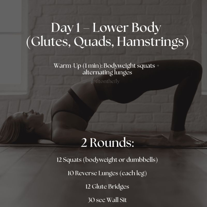 Day 1 lower body strength training for busy women – glutes, quads, hamstrings workout in 10 minutes
