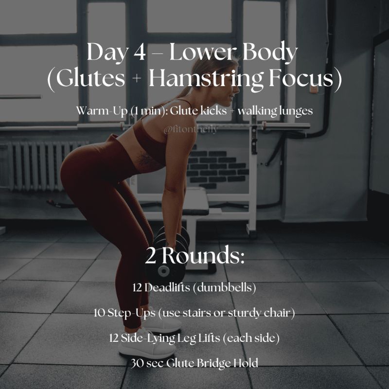 Day 4 glutes and hamstrings 10-minute workout for busy women – dumbbell deadlifts and step-ups