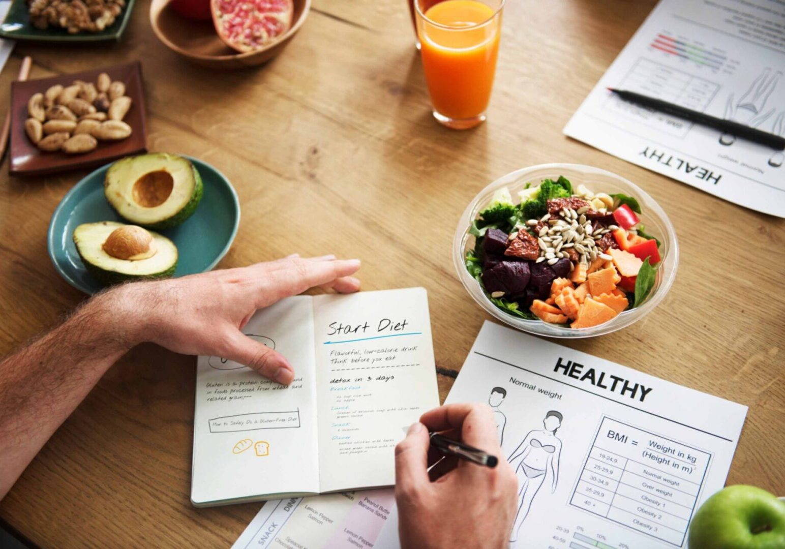 Healthy meal planning and diet notes.